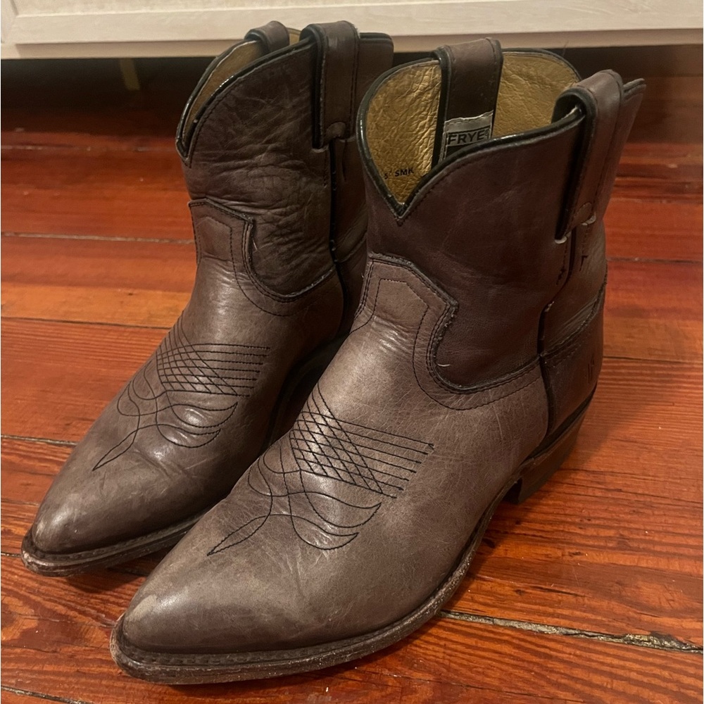 $379 Frye Billy Pull On Brown Real Leather Western Southern Cowboy Short Boot